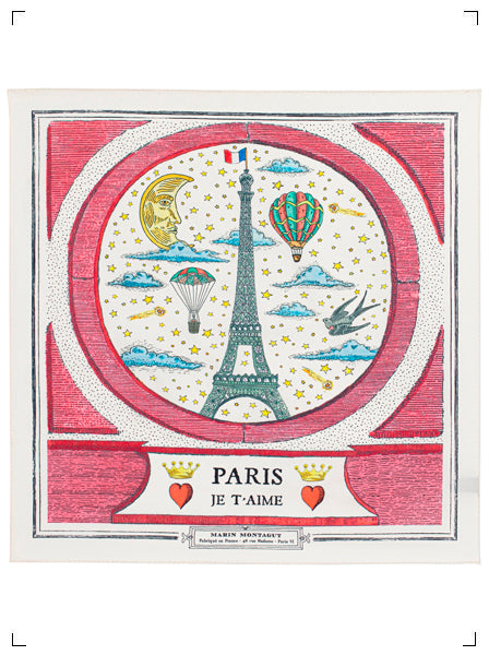 Marin Montagut FOULARD PARIS JE TAIME ROSE PETIT, スカーフ パリ ジュテーム ローズ 小 マラン　モンタギュ