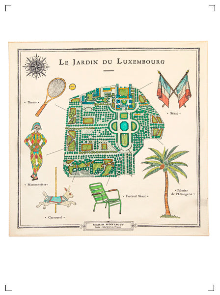 Marin Montagut FOULARD LE JARDIN DU LUXEMBOURG GRAND, スカーフ リュクサンブール公園 大 マラン　モンタギュ