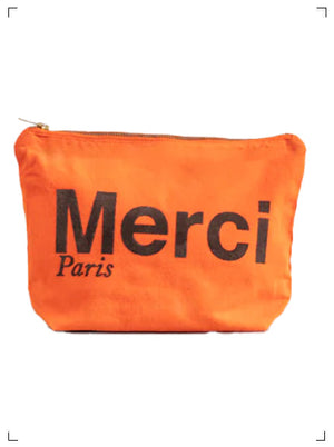 Merci POCHETTE EN COTON / ORANGE & MARRON, コットンポーチ オレンジ マロン メルシー