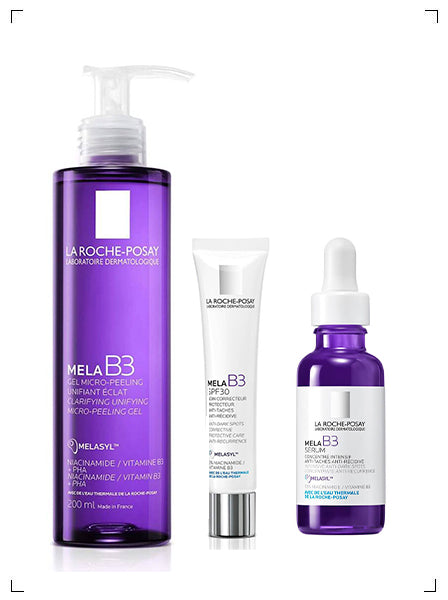 La Roche Posay MELA B3 GEL MICRO-PEELING + SERUM + SPF30 3PC SET, メラ B3 マイクロピーリング + セラム + SPF30 3点セット ラ ロッシュ ポゼ
