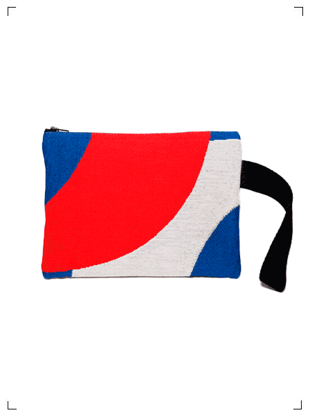 Elysee POCHETTE TISSU JACQUARD RF BLEU BLANC ROUGE ELYSEE X PINTON, ジャカード織ポーチ エリゼ X パントン エリゼ