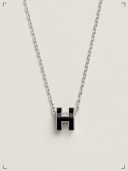 Hermes PENDENTIF MINI POP H CHAINE SILVER, ミニポップ アッシュ ペンダント シルバーチェーン エルメス
