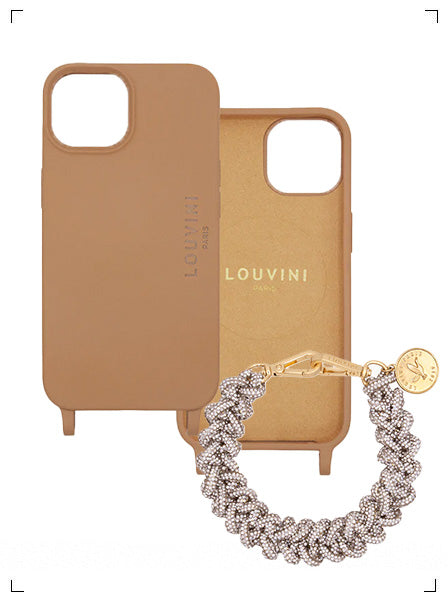 Louvini Paris COQUE IPHONE MAGSAFE CANNELLE & BRACELET PETIT SCARLETT, iPhoneケース＆ブレスレットセット キャメル ルヴィニ パリ