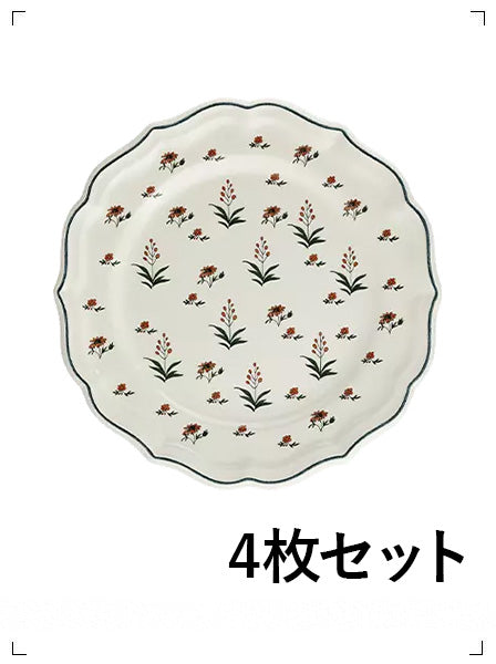 Gien HERBIER DU PARADIS 4 ASSIETTES DESSERT, エルビエパラディ デザートプレート 4枚セット ジアン