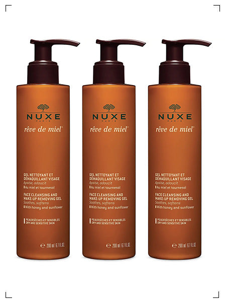 Nuxe REVE DE MIEL GEL NETTOYANT ET DEMAQUILLANT VISAGE, レーブドミエル マイルド フェイシャル クレンジング ジェル 3本セット ニュクス