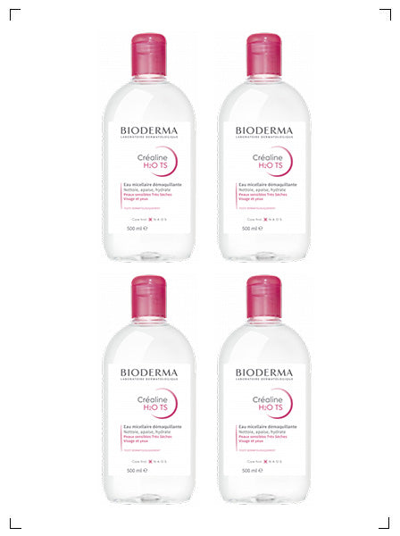 Bioderma CREALINE TS H2O SOLUTION MICELLAIRE X 4 PIECES, サンシビオ H2O TS 超乾燥肌用 4本セット ビオデルマ