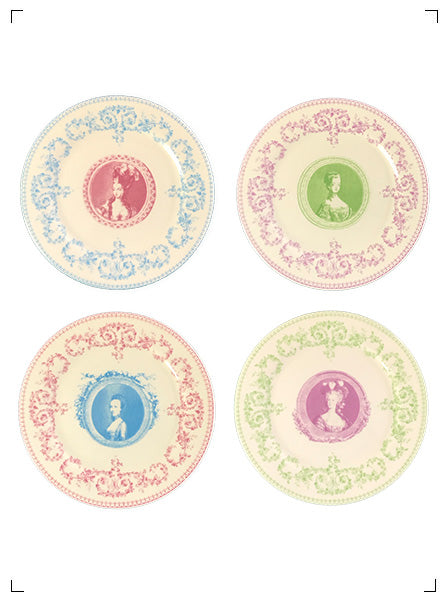 Gien MARIE ANTOINETTE 4 ASSIETTES DESSERT ASSORTIES, マリー アントワネット デザートプレート 4枚セット ジアン