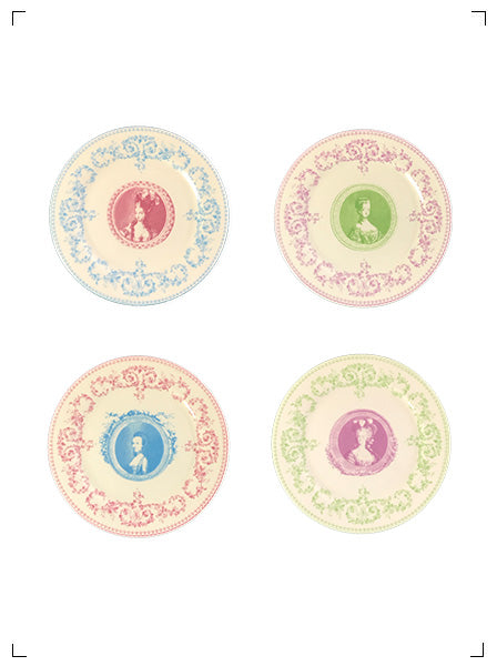 Gien MARIE ANTOINETTE 4 ASSIETTES MIGNARDISES ASSORTIES, マリー アントワネット ミニャルディーズプレート 4枚セット ジアン