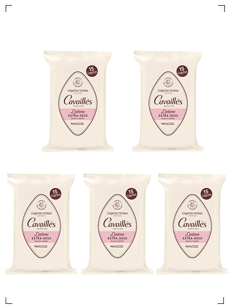 Roge Cavailles LINGETTES EXTRA DOUCES USAGE QUOTIDIEN, デリケートゾーン専用 プロテクティブワイプ 5個セット ロジェ カバイエ