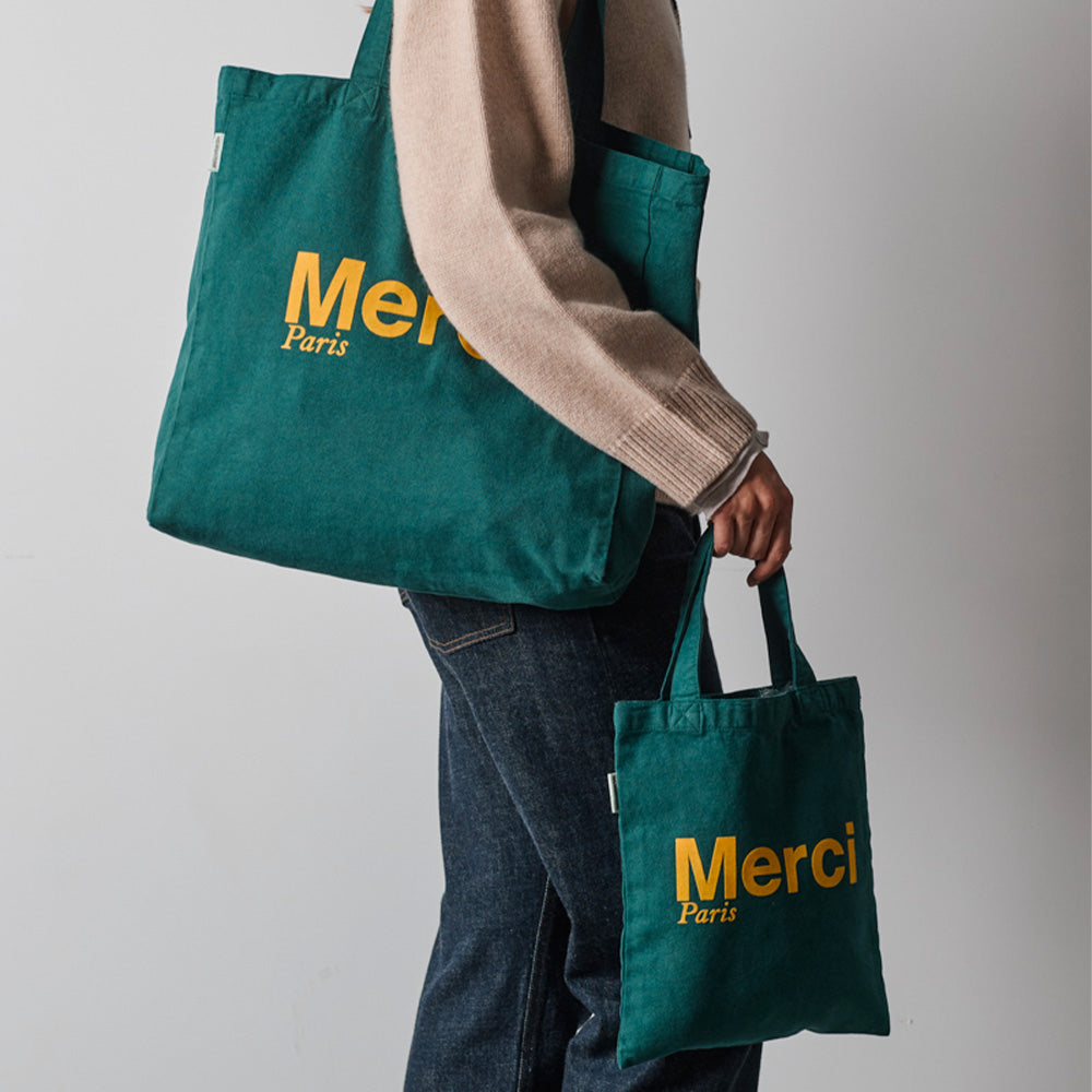 MERCI - TOTE BAG EN COTON - FORÊT & JAUNE