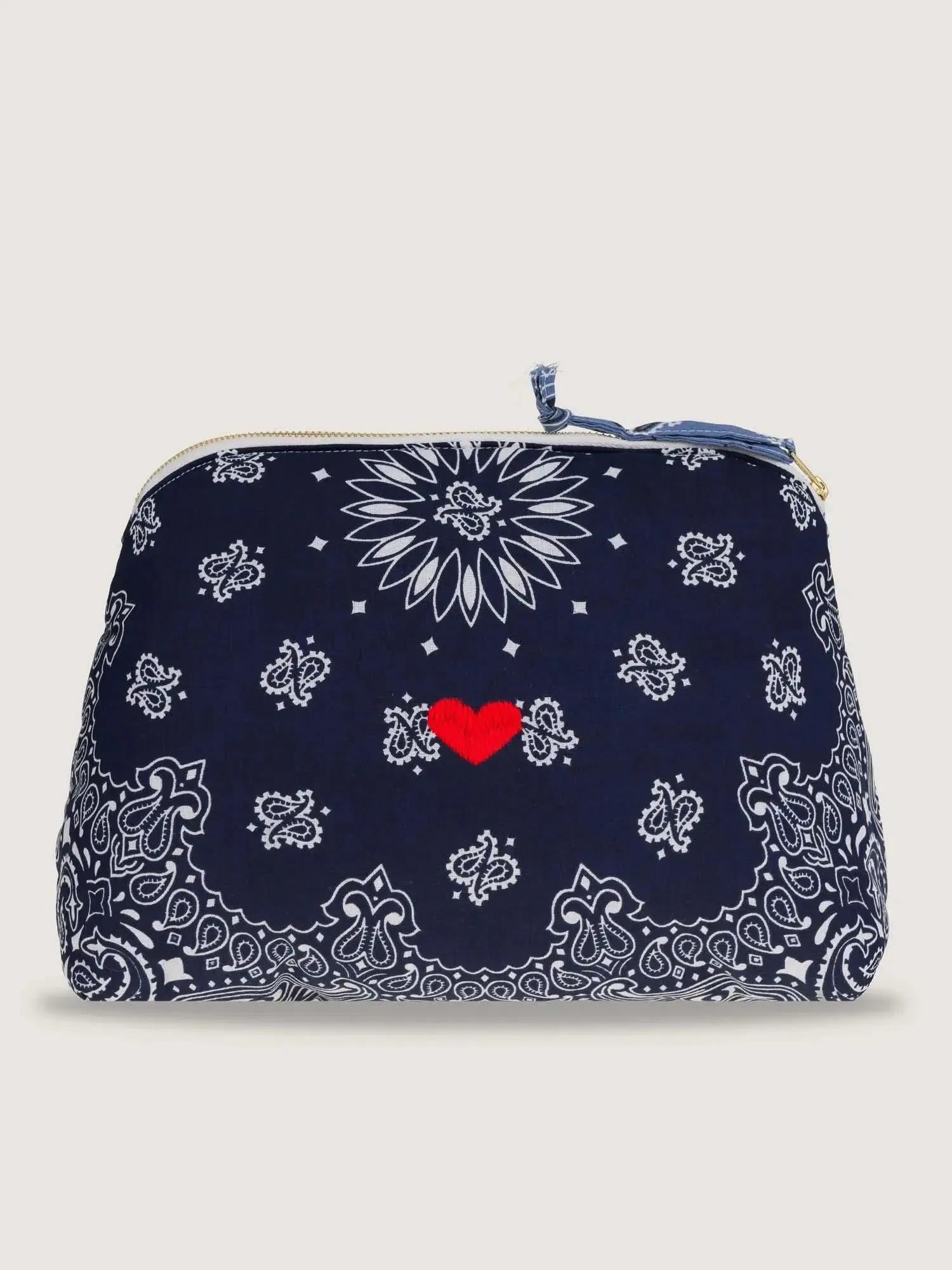 TOILETRY BAG - HEART - NAVY / CHAMBRAY