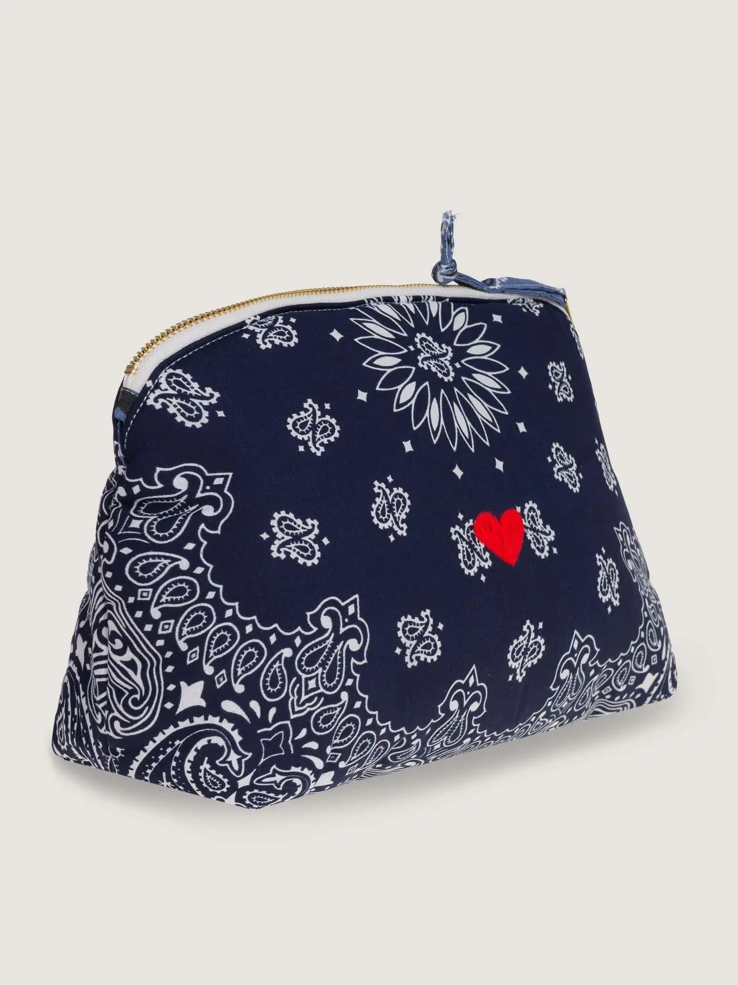 TOILETRY BAG - HEART - NAVY / CHAMBRAY