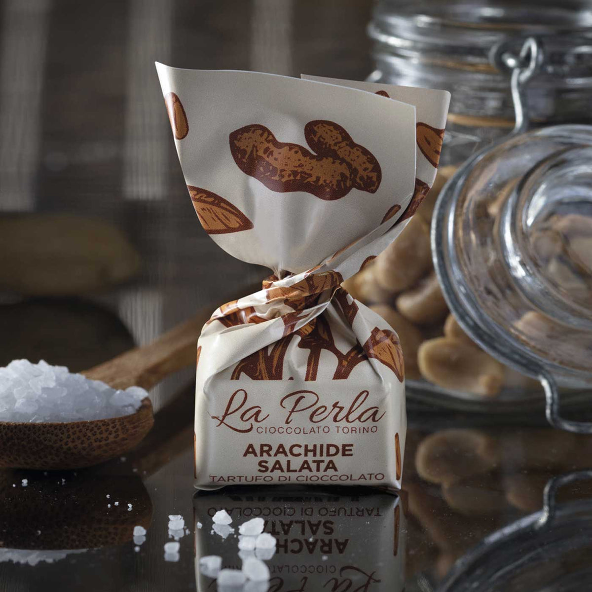 La Perla di Torino Truffe au chocolat blanc à l'arachide salée 200g