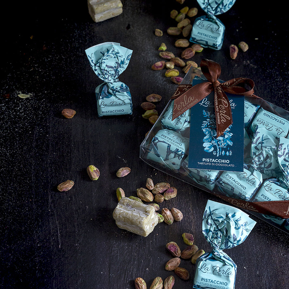 La Perla di Torino Truffe au chocolat blanc aux pistaches 200g