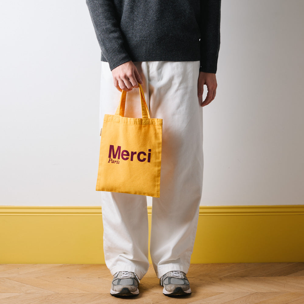 MERCI - TOTE BAG EN COTON - JAUNE & PRUNE