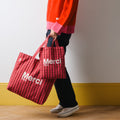 MERCI - TOTE BAG EN COTON - ROSE, VIN & CRÈME