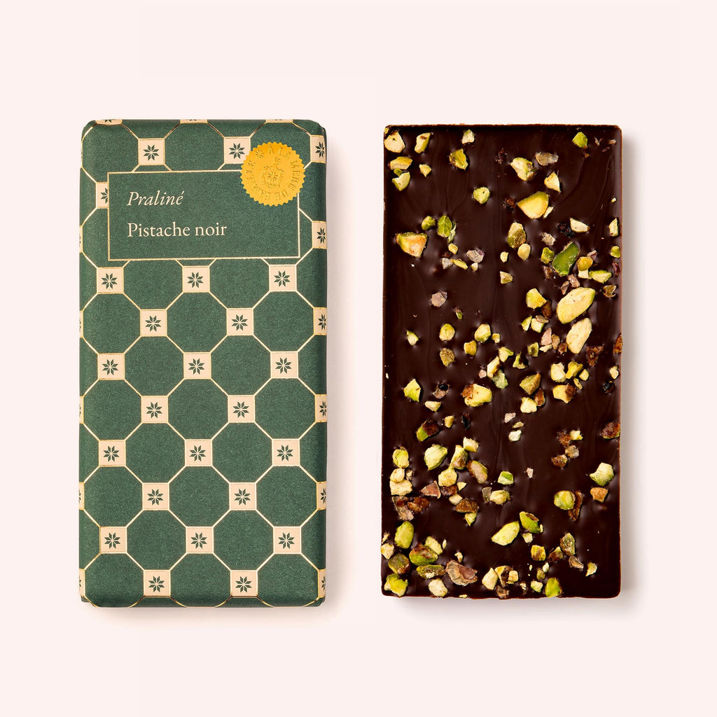 TABLETTE CHOCOLAT PRALINÉ PISTACHE NOIR