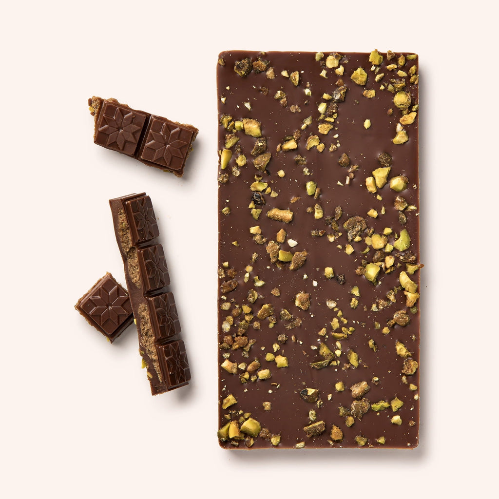 TABLETTE CHOCOLAT PRALINÉ PISTACHE LAIT
