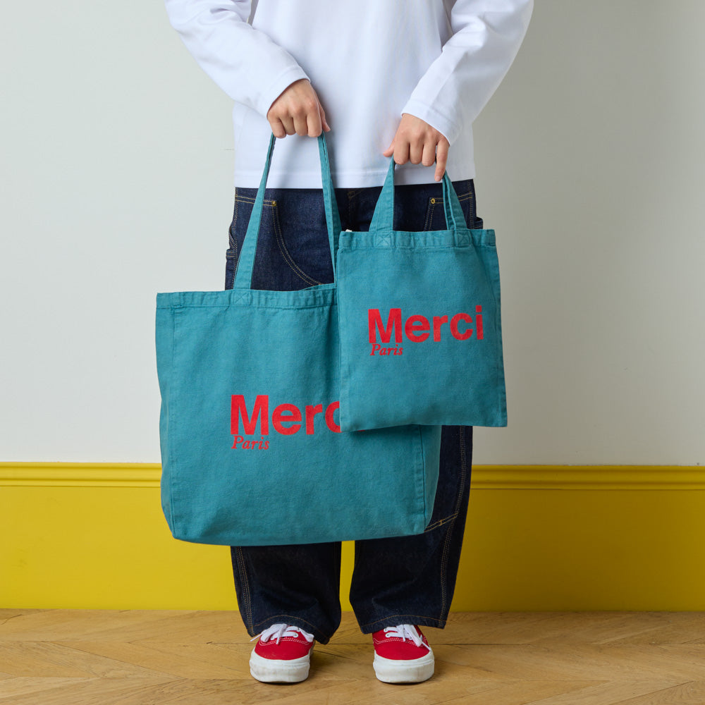 MERCI - TOTE BAG EN COTON - BLEU & ROUGE