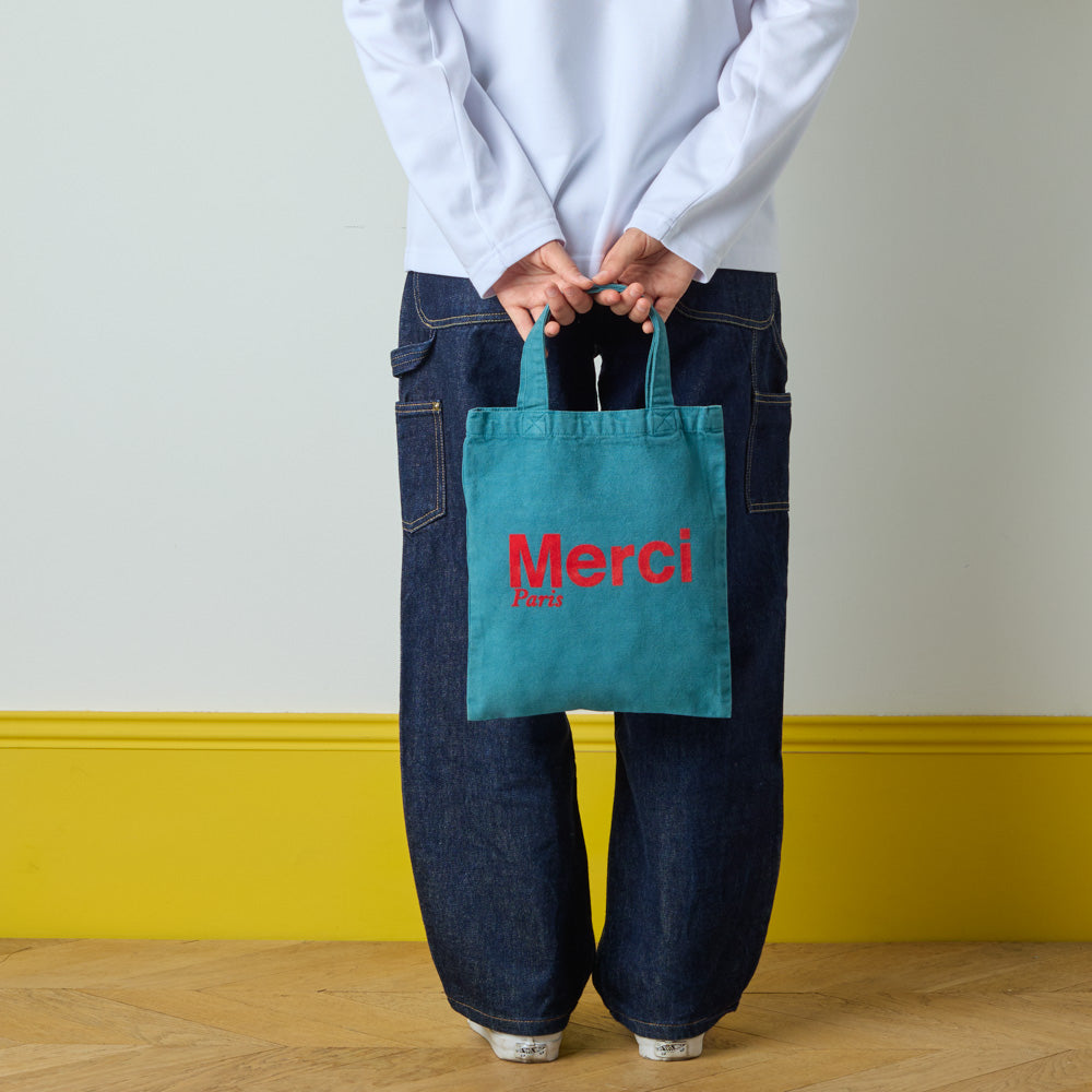 MERCI - TOTE BAG EN COTON - BLEU & ROUGE