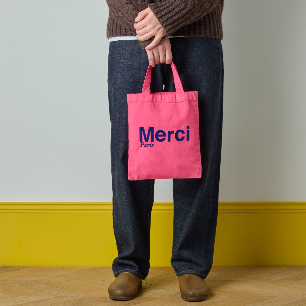 MERCI - TOTE BAG EN COTON - ROSE & BLEU