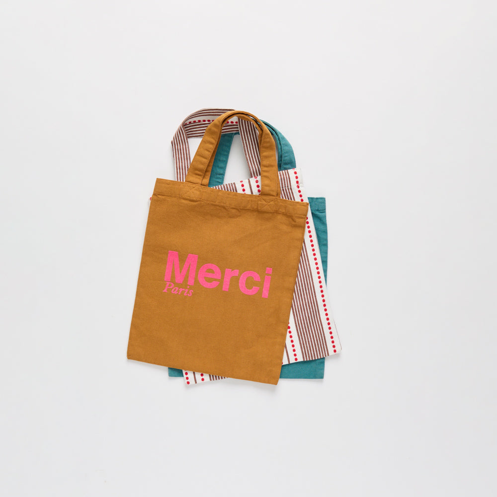 MERCI - TOTE BAG EN COTON - CAMEL & ROSE