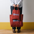 MERCI - TOTE BAG EN COTON - VIN & BLEU