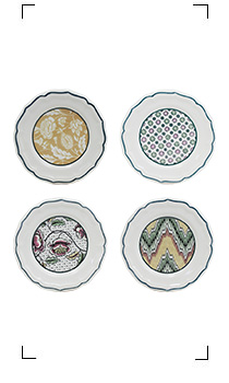 Gien / DOMINOTE 4 ASSIETTES CANAPES ASSORTIES
