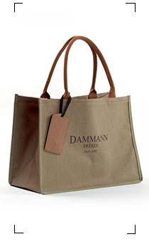 Dammann Freres / SHOPPING BAG TOILE KAKI BRUN