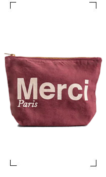 Merci / POCHETTE EN COTON / BORDEAUX & CREME