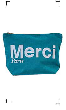 Merci / POCHETTE EN COTON / BLEU CANARD & BLANC