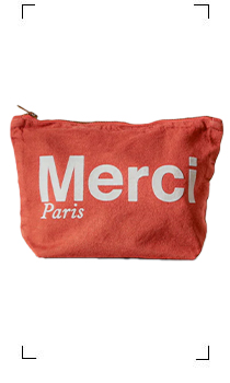 Merci / POCHETTE EN COTON / TERRACOTTA & BLANC