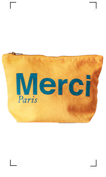 Merci / POCHETTE EN COTON / JAUNE & BLEU CANARD