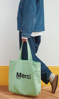 Merci / CABAS MERCI PARIS GRANDE TAILLE MINT & BLEU