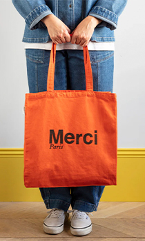 Merci / CABAS MERCI PARIS GRANDE TAILLE ORANGE & MARRON