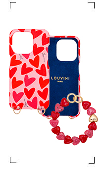 Louvini Paris / COQUE IPHONE CUIR MAGSAFE & BRACELET PETIT CUORE - ROSE-ROUGE